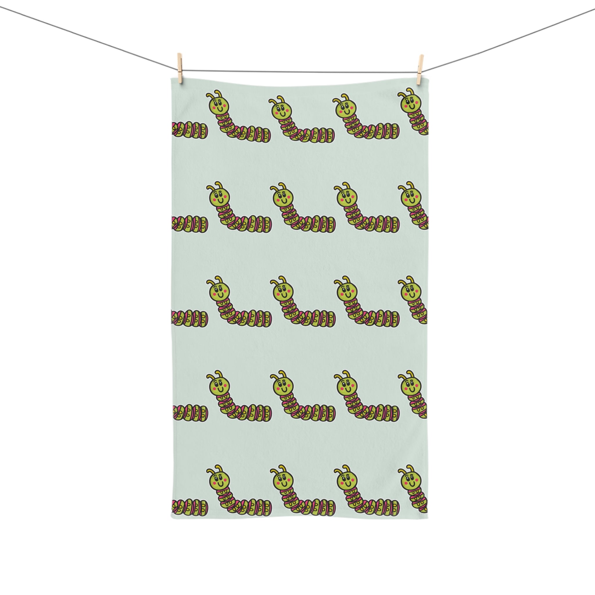Hand-Drawn Cute Cartoon Caterpillar Hand Towel | Repeat Pattern