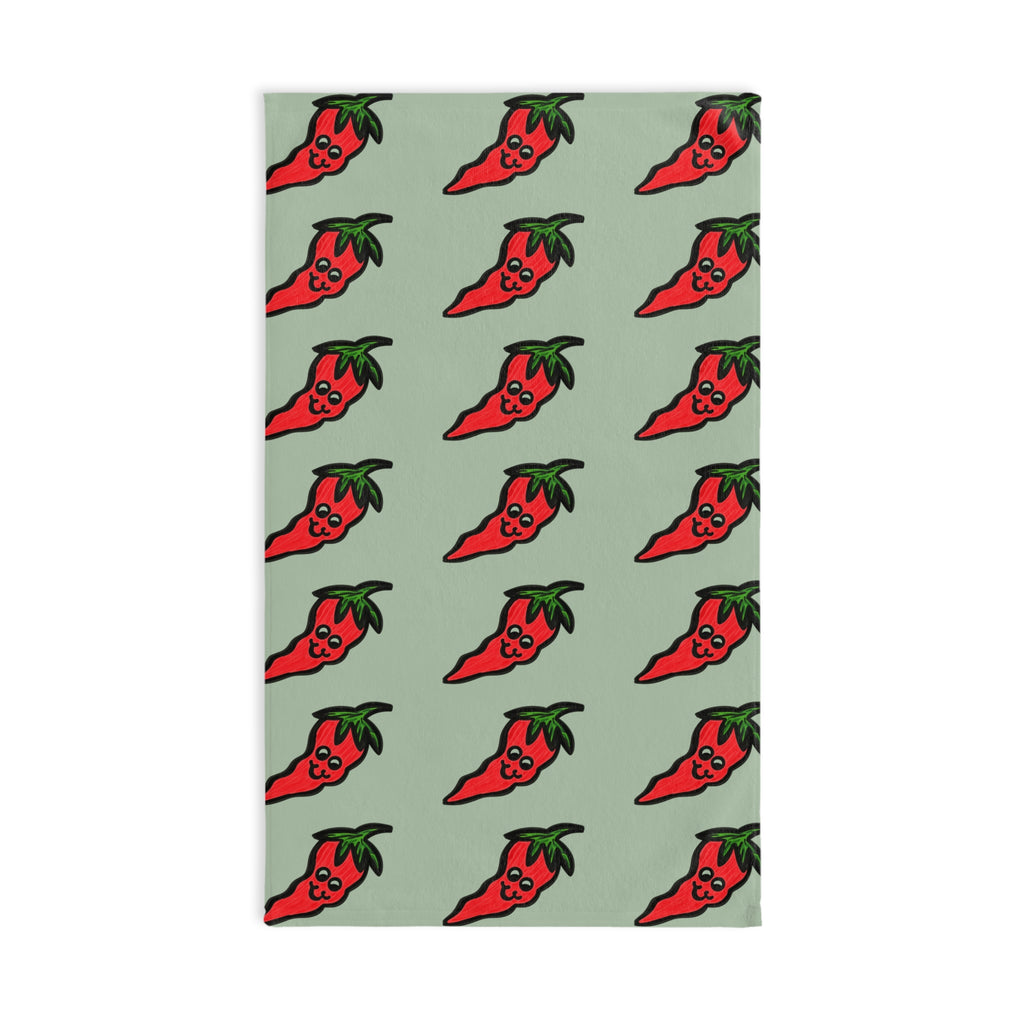Hand-Drawn Cute Chili Pepper Pattern Hand Towel | Red Pepper Repeat Print