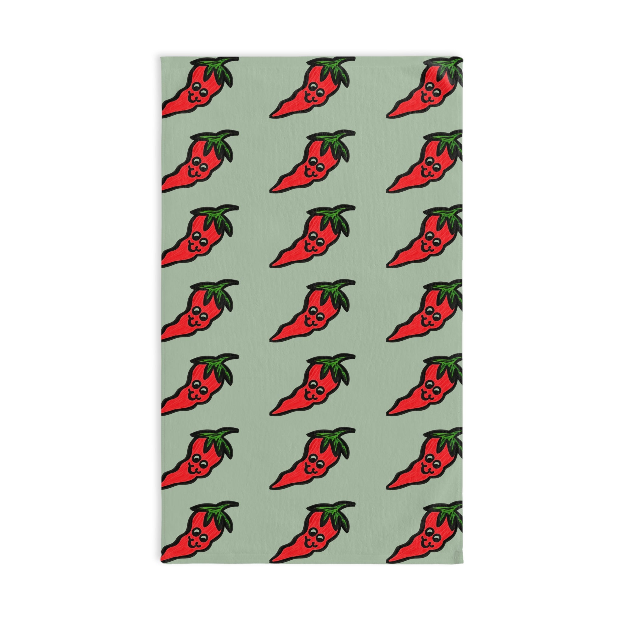 Hand-Drawn Cute Chili Pepper Pattern Hand Towel | Red Pepper Repeat Print