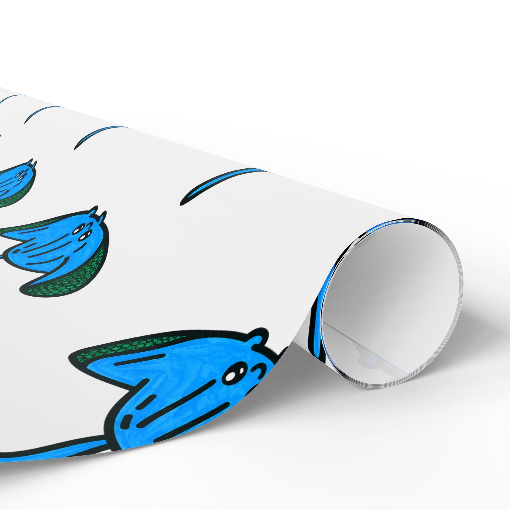 Hand-Drawn Blue Stingray pattern Wrapping Papers | Repeating Ocean Creature print