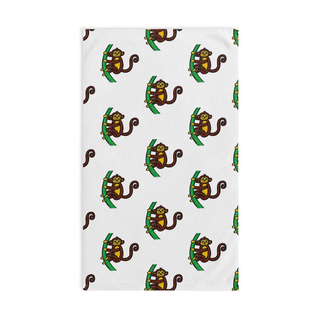 Hand-Drawn Playful Monkey Pattern Hand Towel | Cute Jungle Animal Print