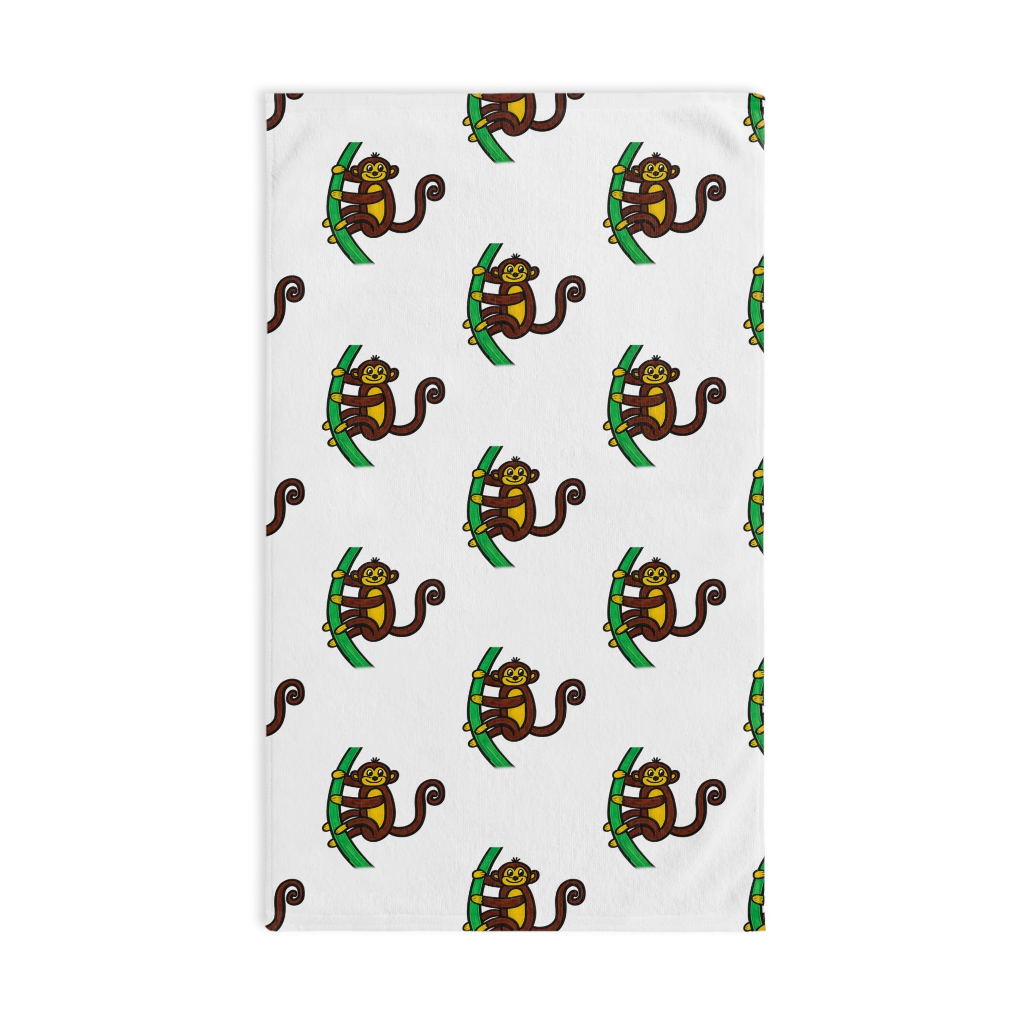 Hand-Drawn Playful Monkey Pattern Hand Towel | Cute Jungle Animal Print