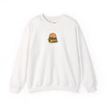 Hand-Drawn Cute Cheeseburger Graphic Sweatshirt | Minimal Food Illustration, White Crewneck
