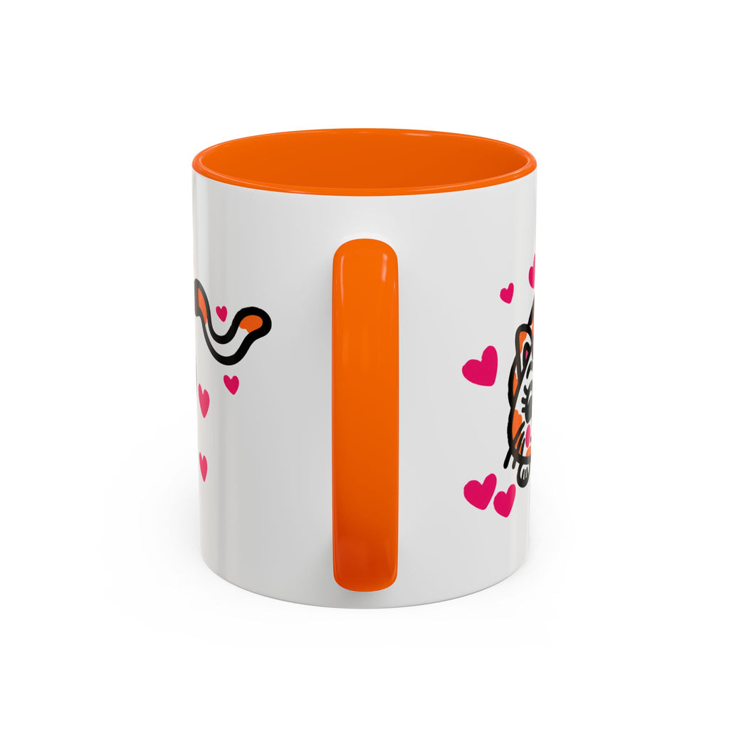Hand-Drawn Calico Cat with Pink Hearts Mug | Accent Coffee Mug 11oz 15oz