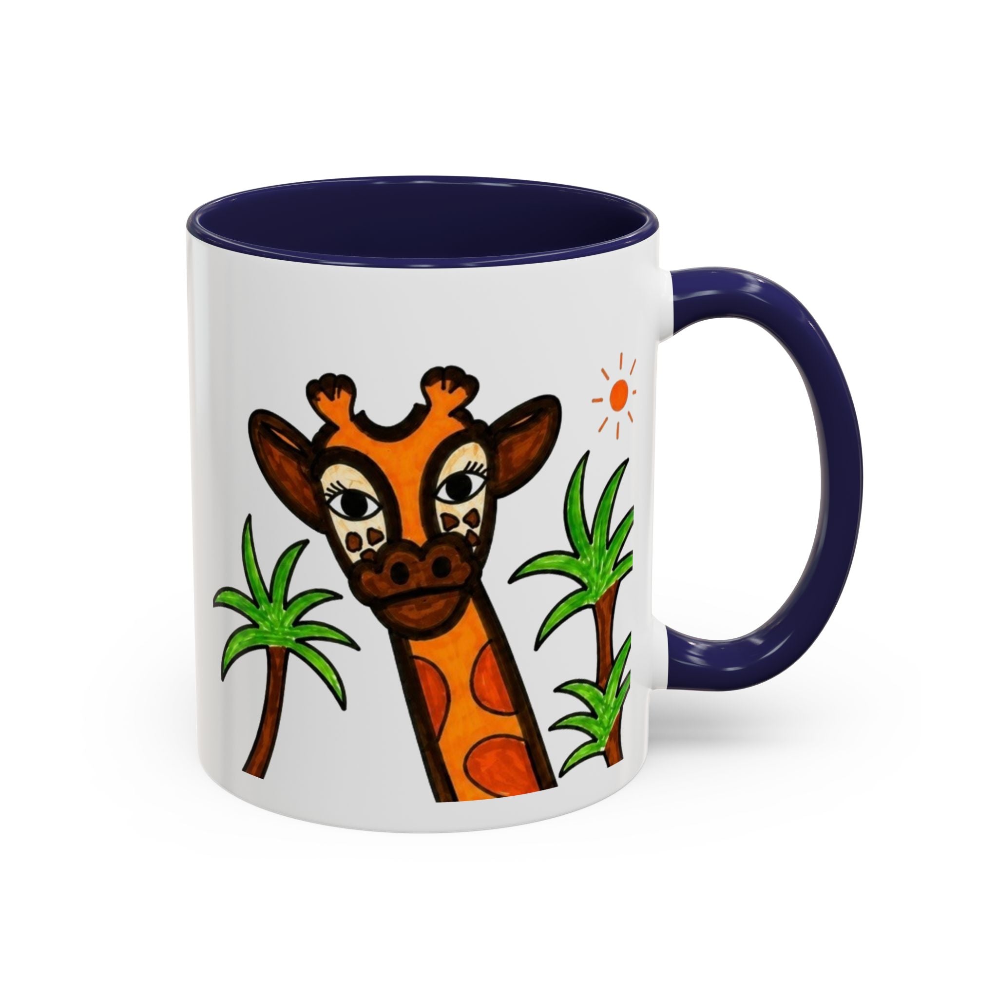 Hand-Drawn Peeking Giraffe Safari Mug | Accent Coffee Mug 11oz 15oz