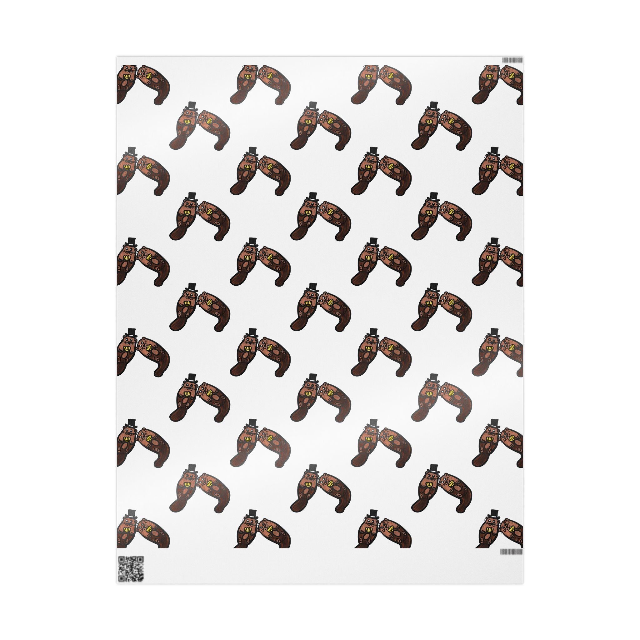 Hand-Drawn Otter Pattern Wrapping Paper | Cute Otter Repeat Print, White Background
