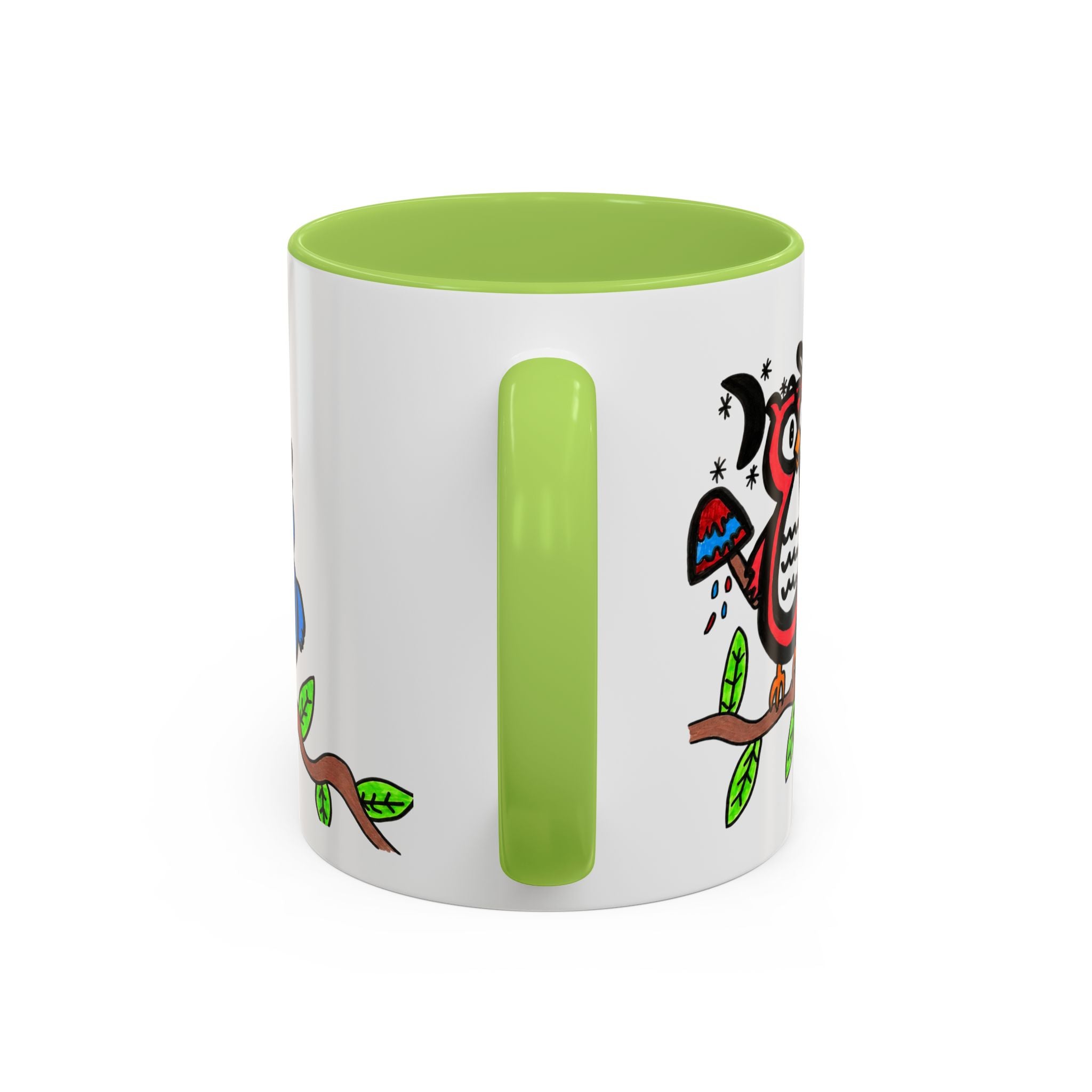 Hand-Drawn Patriotic Owls on a Branch Mug | Accent Coffee Mug 11oz 15oz