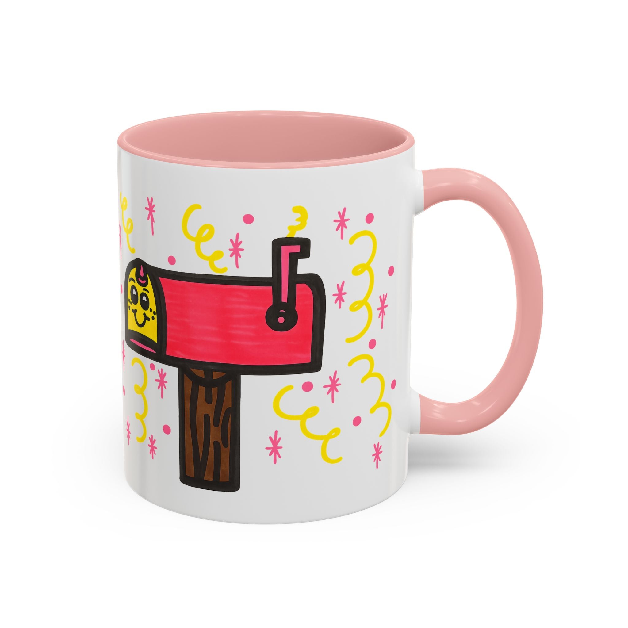 Hand-Drawn Cute Smiling Mailbox Mug | Accent Coffee Mug
