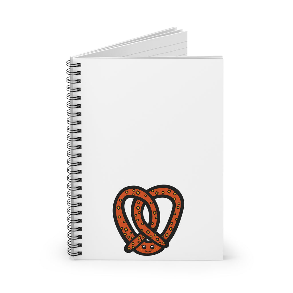 Hand-Drawn Pretzel Illustration Spiral Notebook | Ruled Journal, Cute Snack Design