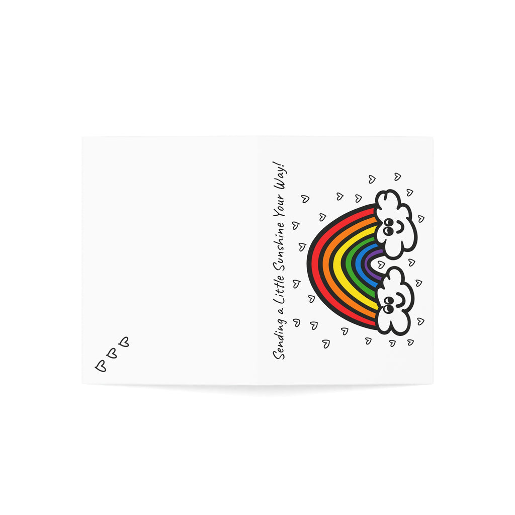Hand-Drawn Cute Rainbow with Smiling Clouds Greeting Card | Blank Inside