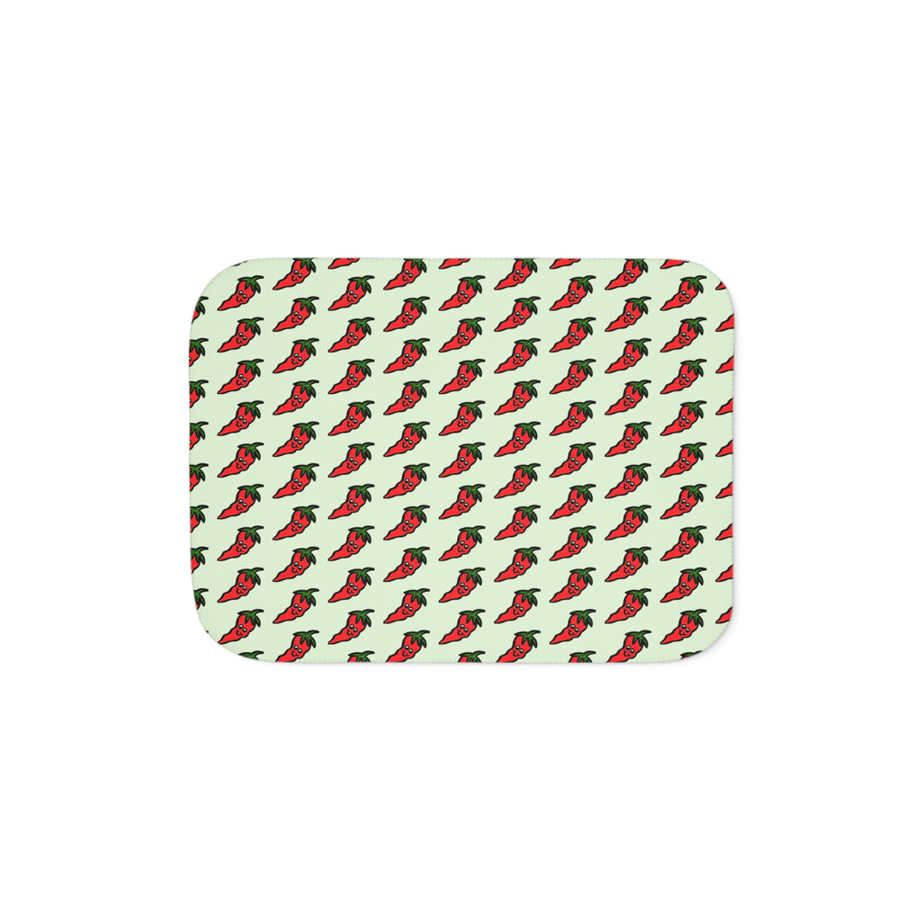 Hand-Drawn Cute Chili Pepper Pattern Sherpa Blanket | Repeating Whimsical Pepper Design