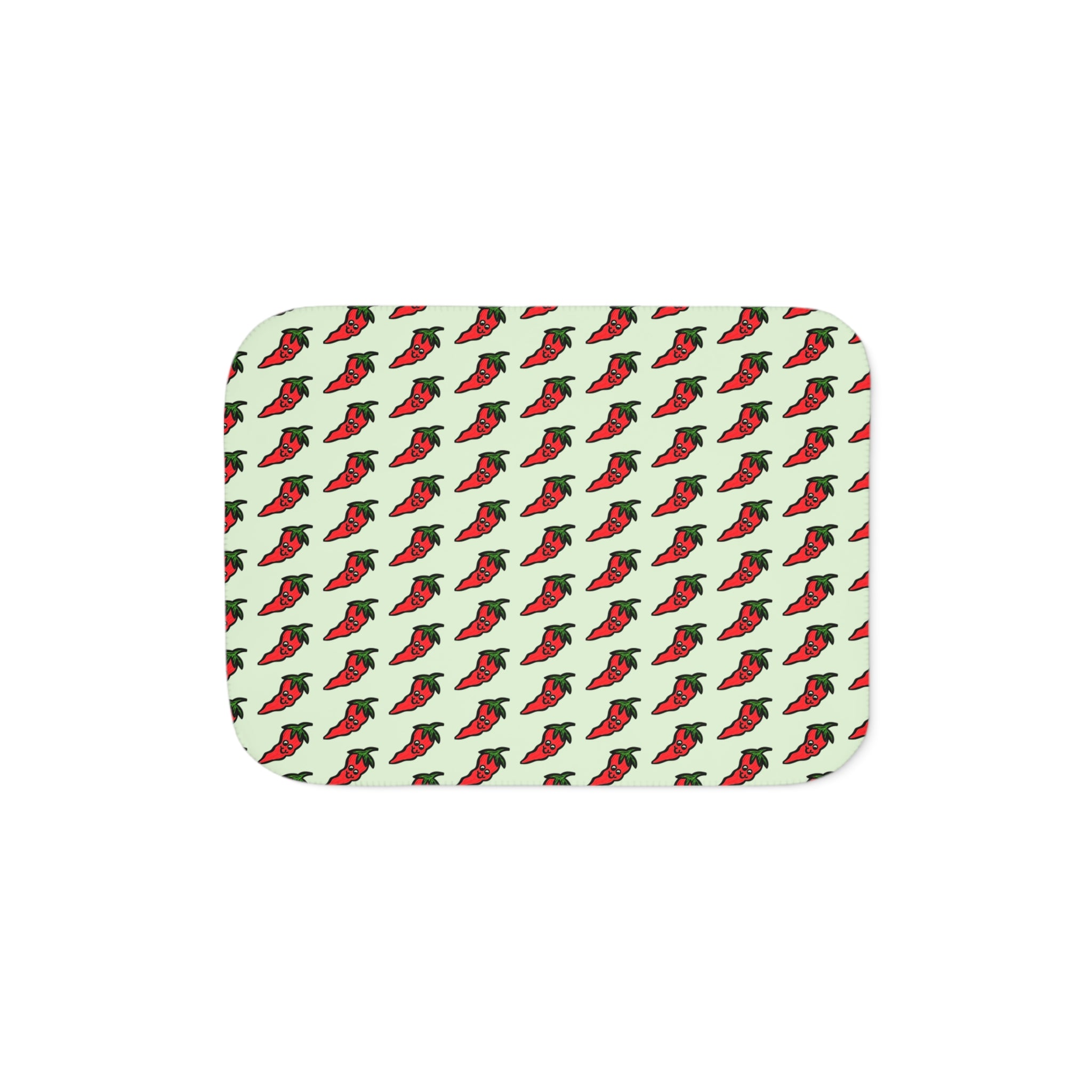 Hand-Drawn Cute Chili Pepper Pattern Sherpa Blanket | Repeating Whimsical Pepper Design