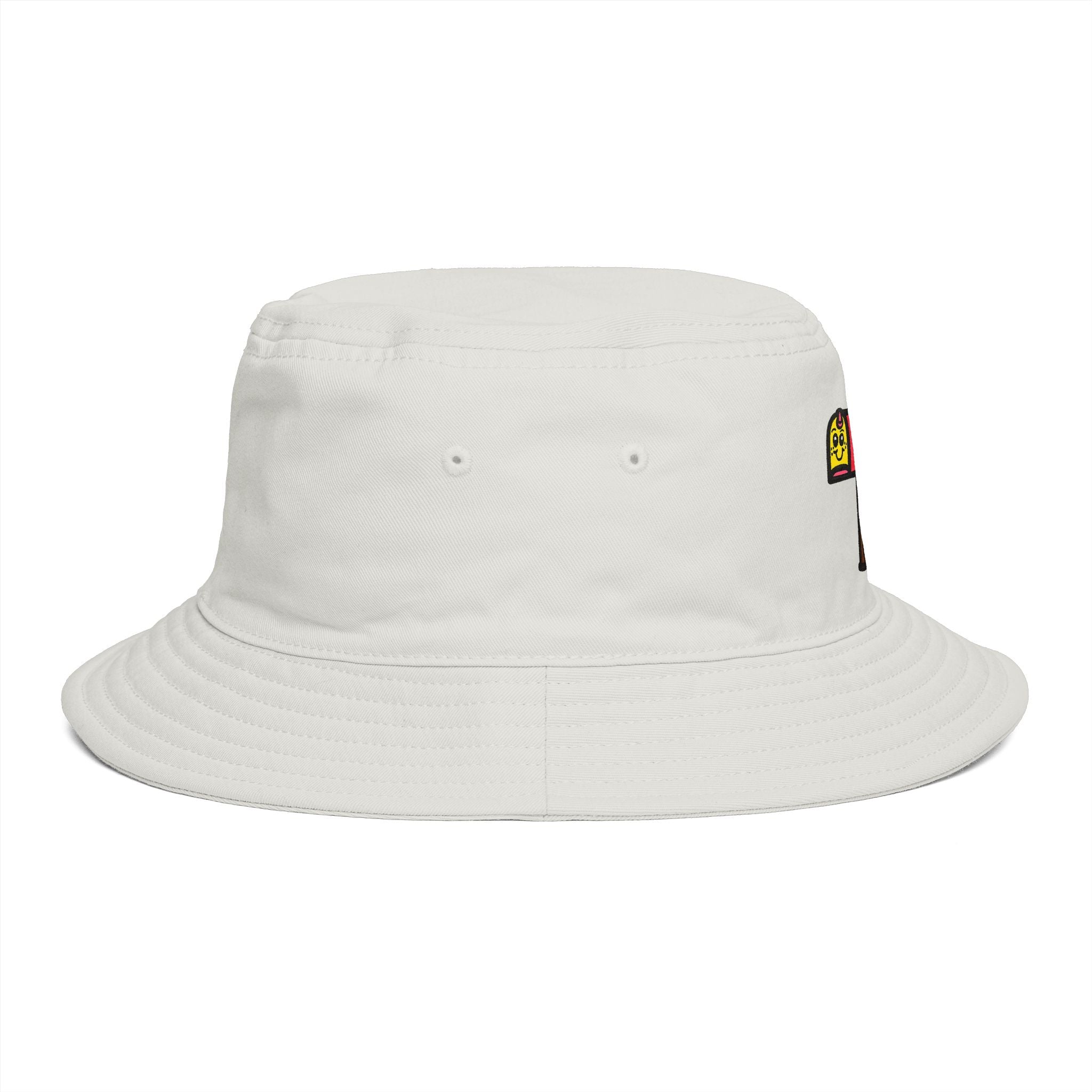 Hand-Drawn Cute Mailbox Illustration Bucket Hat | Tiny Pink and Yellow Mailbox Design