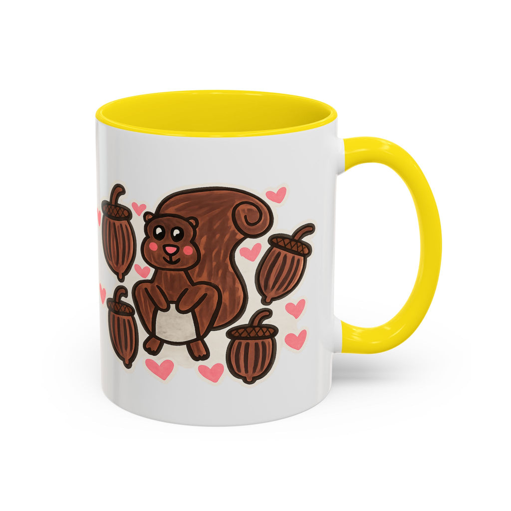 Hand-Drawn Cute Squirrel with Acorns Mug | Accent Coffee Mug