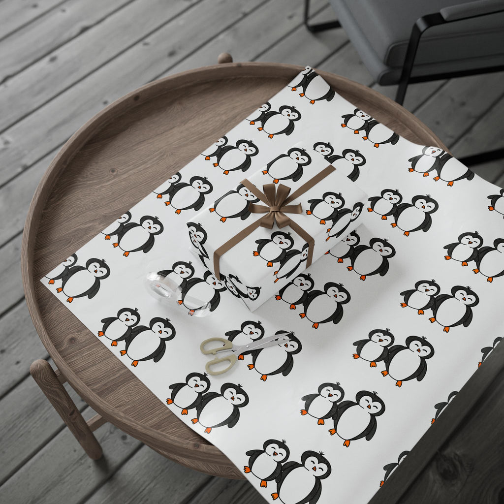 Hand-Drawn Penguin Pattern Wrapping Paper | Cute Penguin Family Gift Wrap