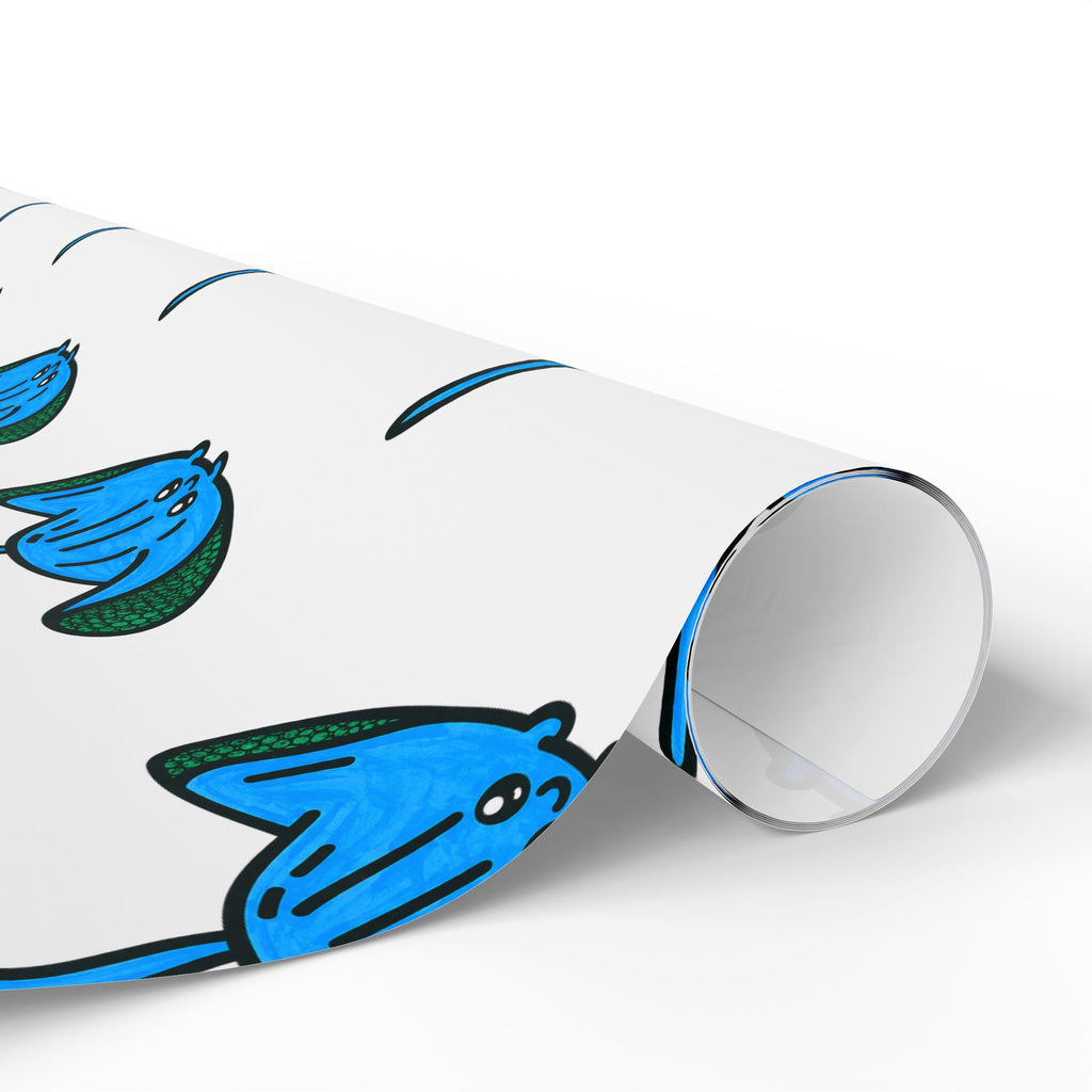 Hand-Drawn Blue Stingray pattern Wrapping Papers | Repeating Ocean Creature print