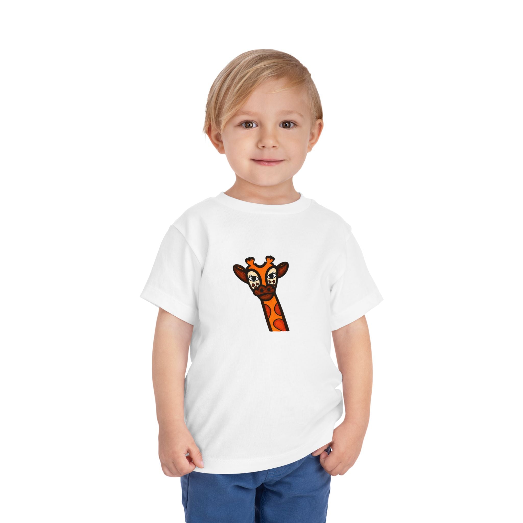 Hand-Drawn Cute Giraffe Head Toddler Tee | Kids Animal Shirt