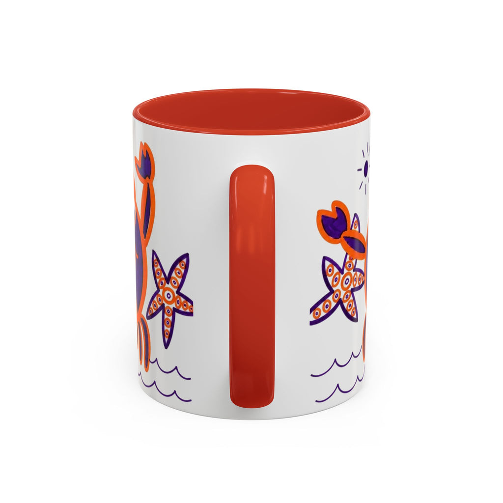 Hand-Drawn Playful Purple Orange Crab mug | Accent Coffee Mug