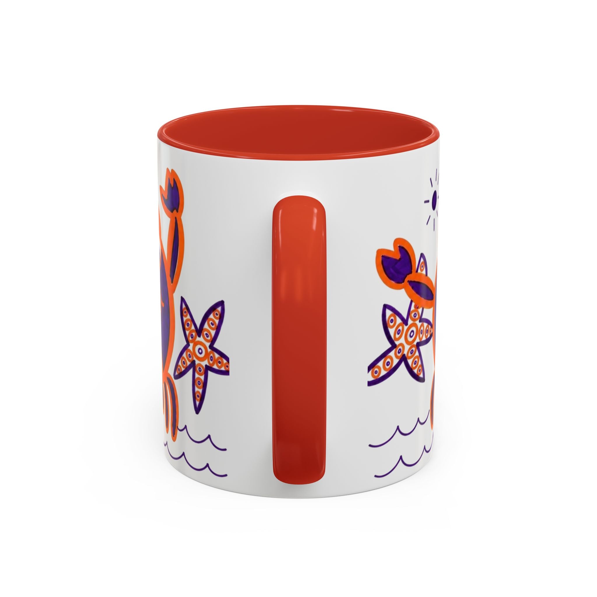 Hand-Drawn Playful Purple Orange Crab mug | Accent Coffee Mug