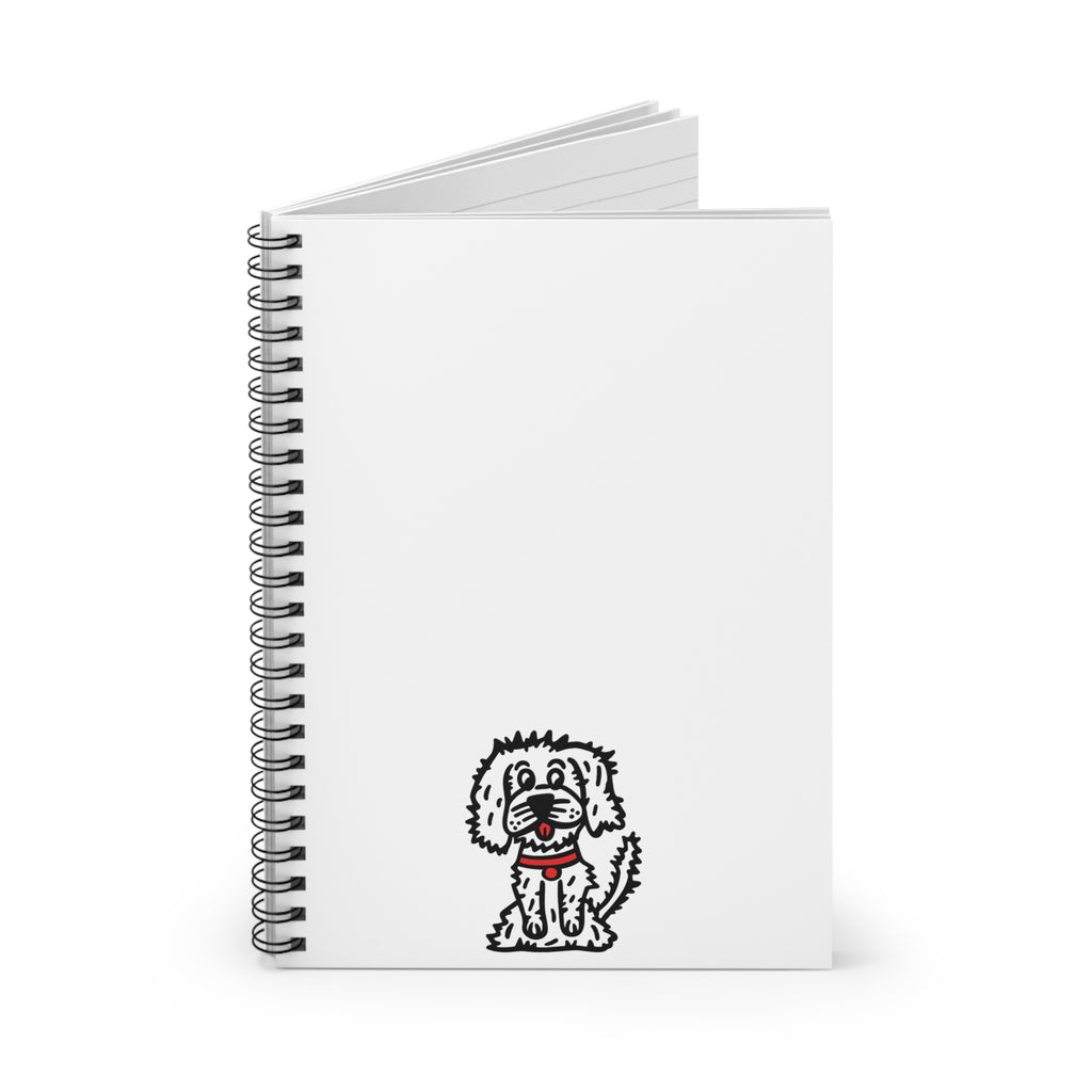 Hand-Drawn Happy Cartoon Dog with Red Collar Notebook | Spiral Ruled Journal