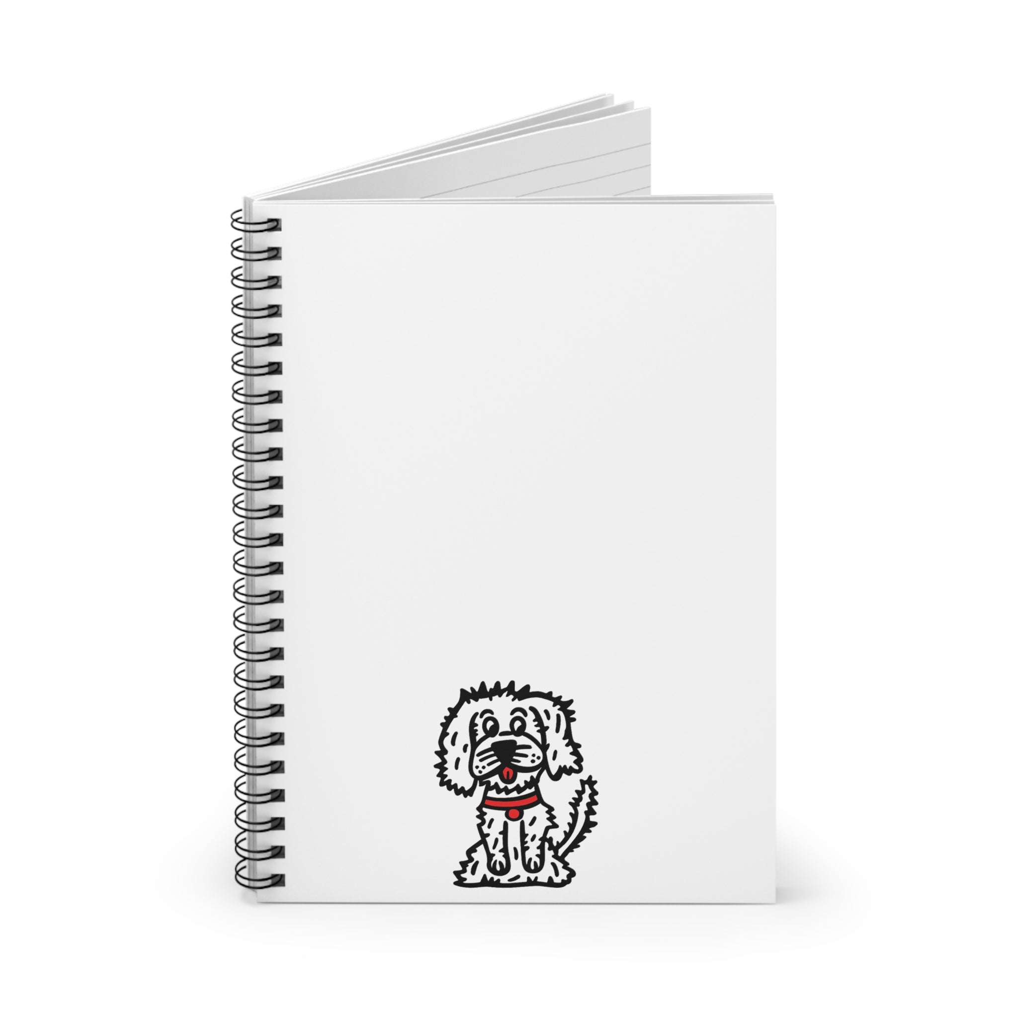 Hand-Drawn Happy Cartoon Dog with Red Collar Notebook | Spiral Ruled Journal