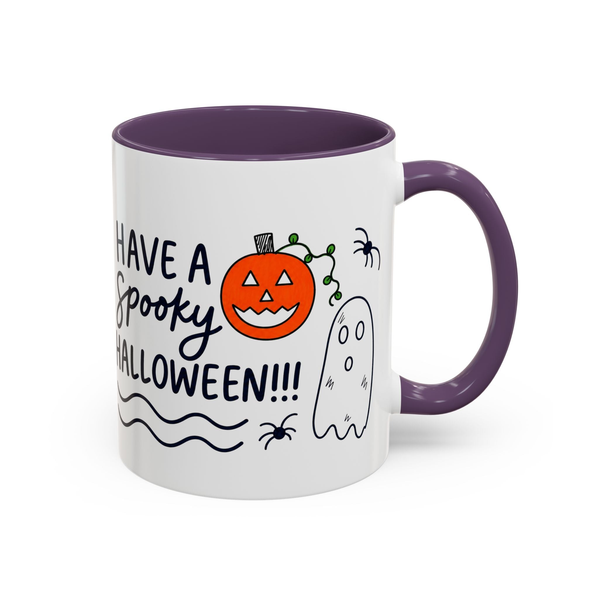 Hand-Drawn Spooky Halloween spiders ghost pumpkin Mug | Accent Coffee Mug 11oz 15oz