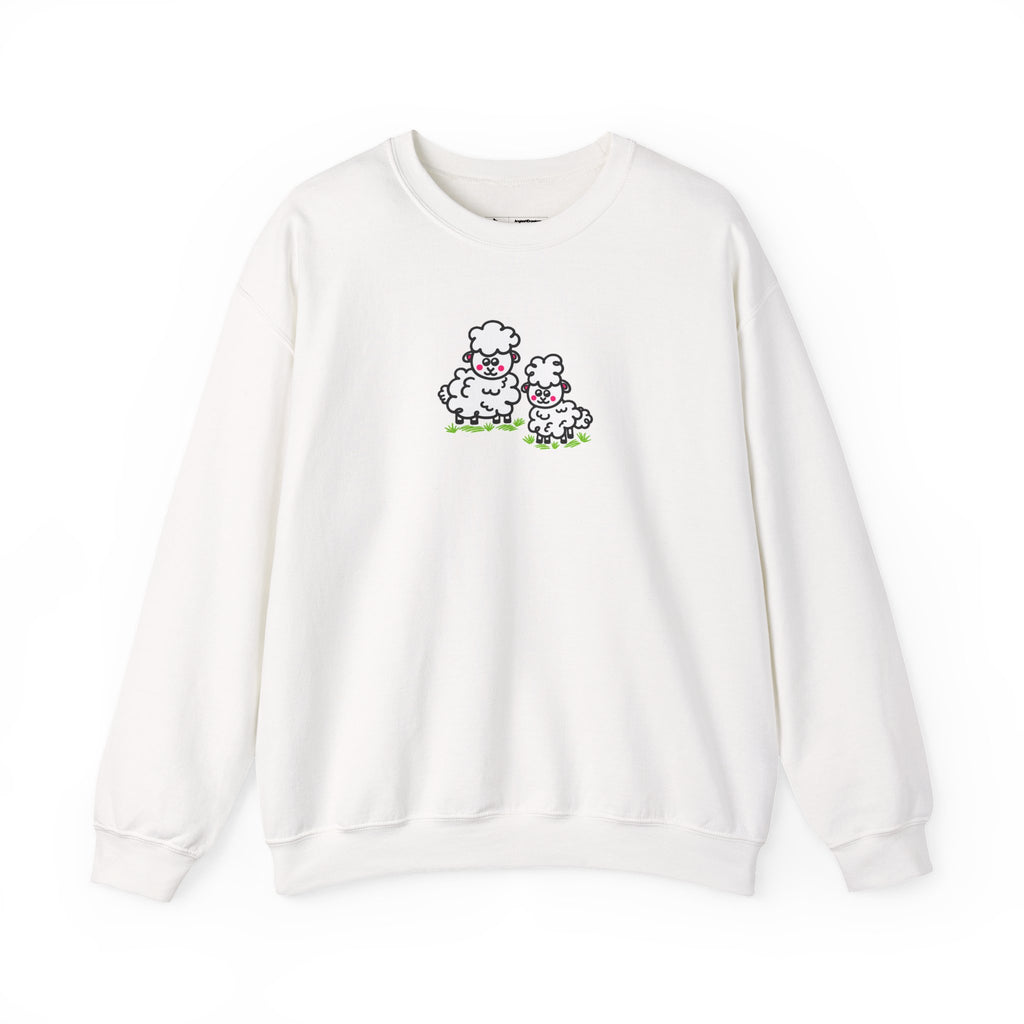Hand-Drawn Cute Cartoon Sheep Family Sweatshirt | Pastel Lambs Graphic Crewneck