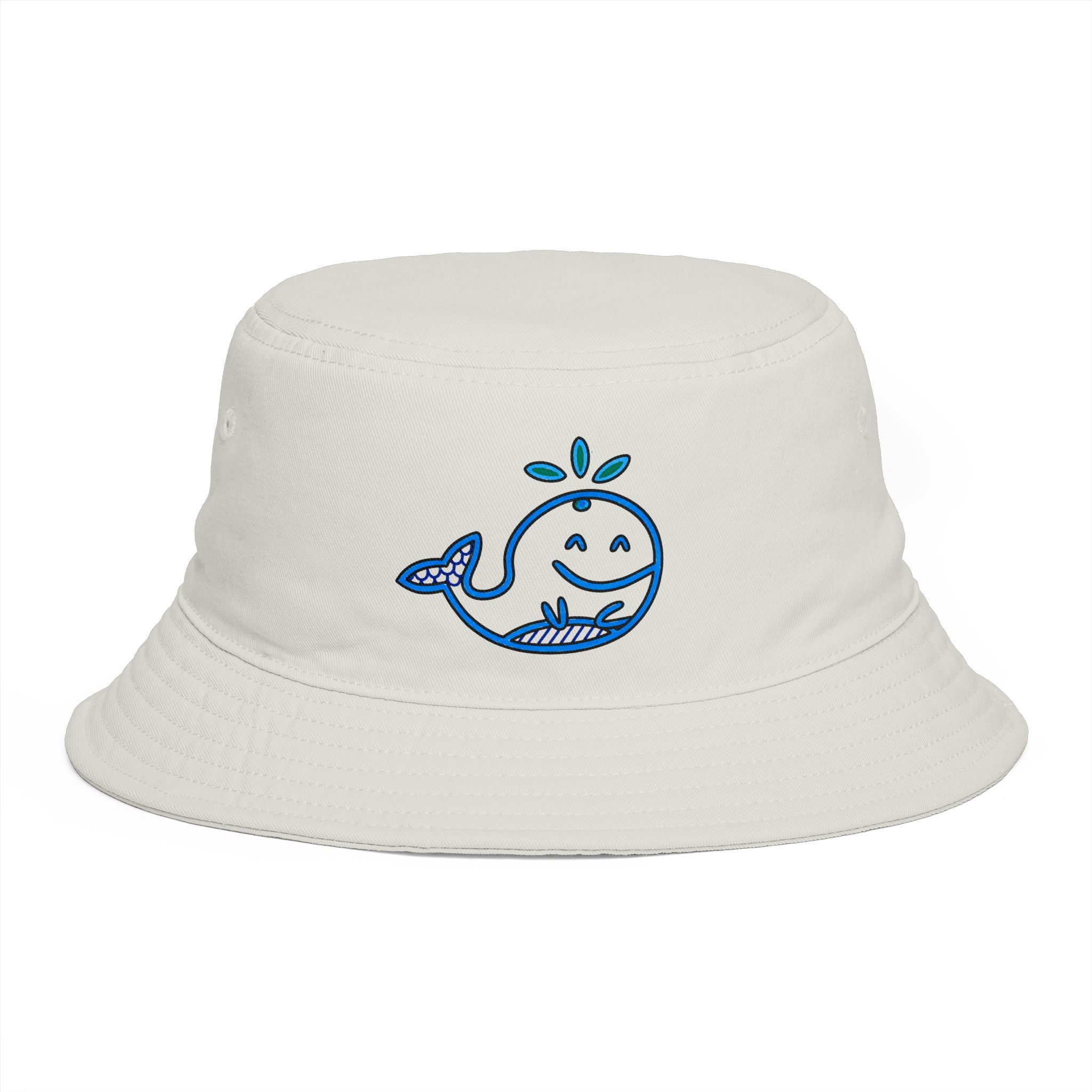 Hand-Drawn Smiling Blue Whale Bucket Hat | Cute Ocean Hat