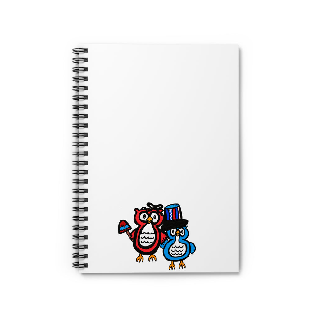 Hand-Drawn Patriotic Owls Spiral Notebook | Ruled Lined Journal