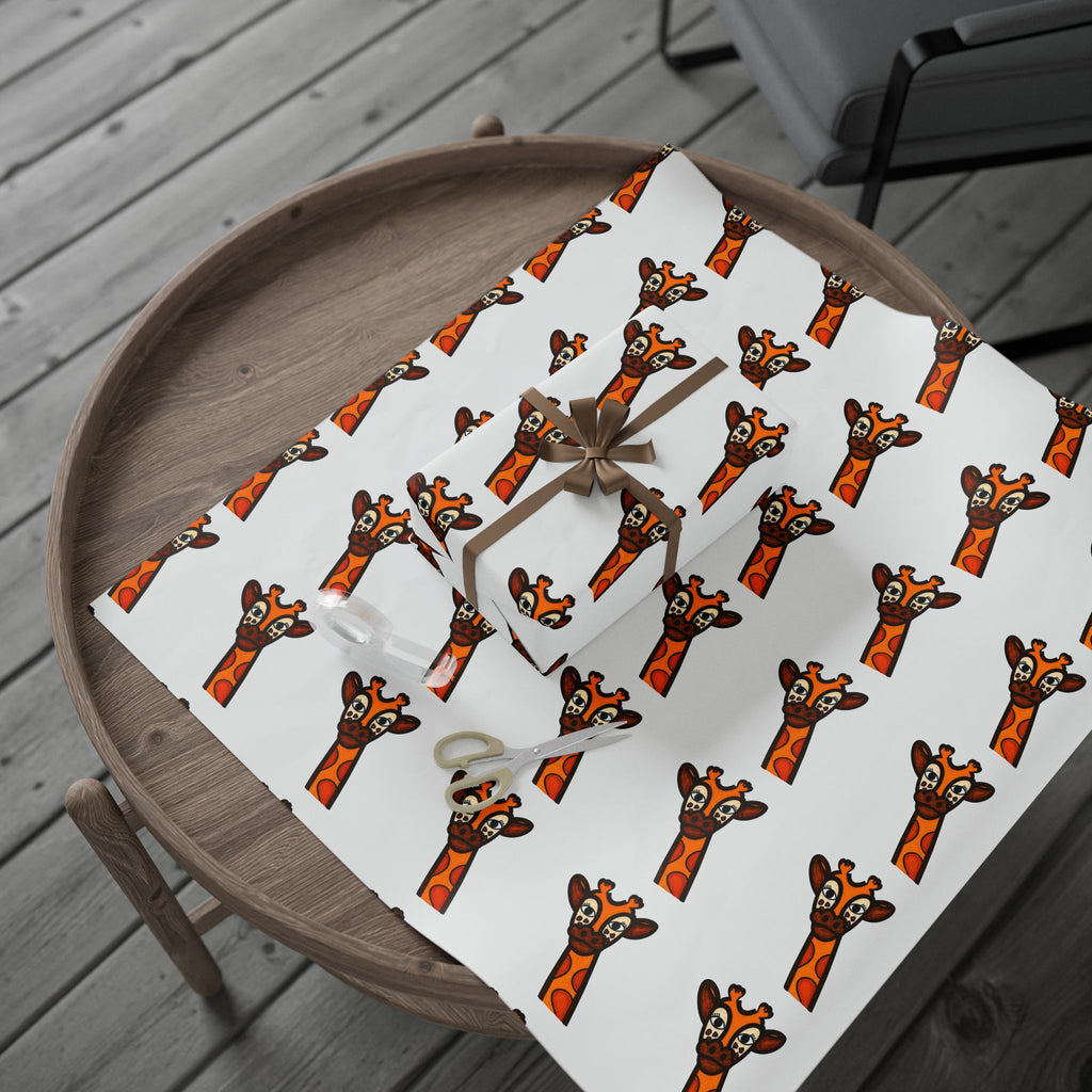 Hand-Drawn Peeking Giraffe Wrapping Paper | Animal Pattern Gift Wrap
