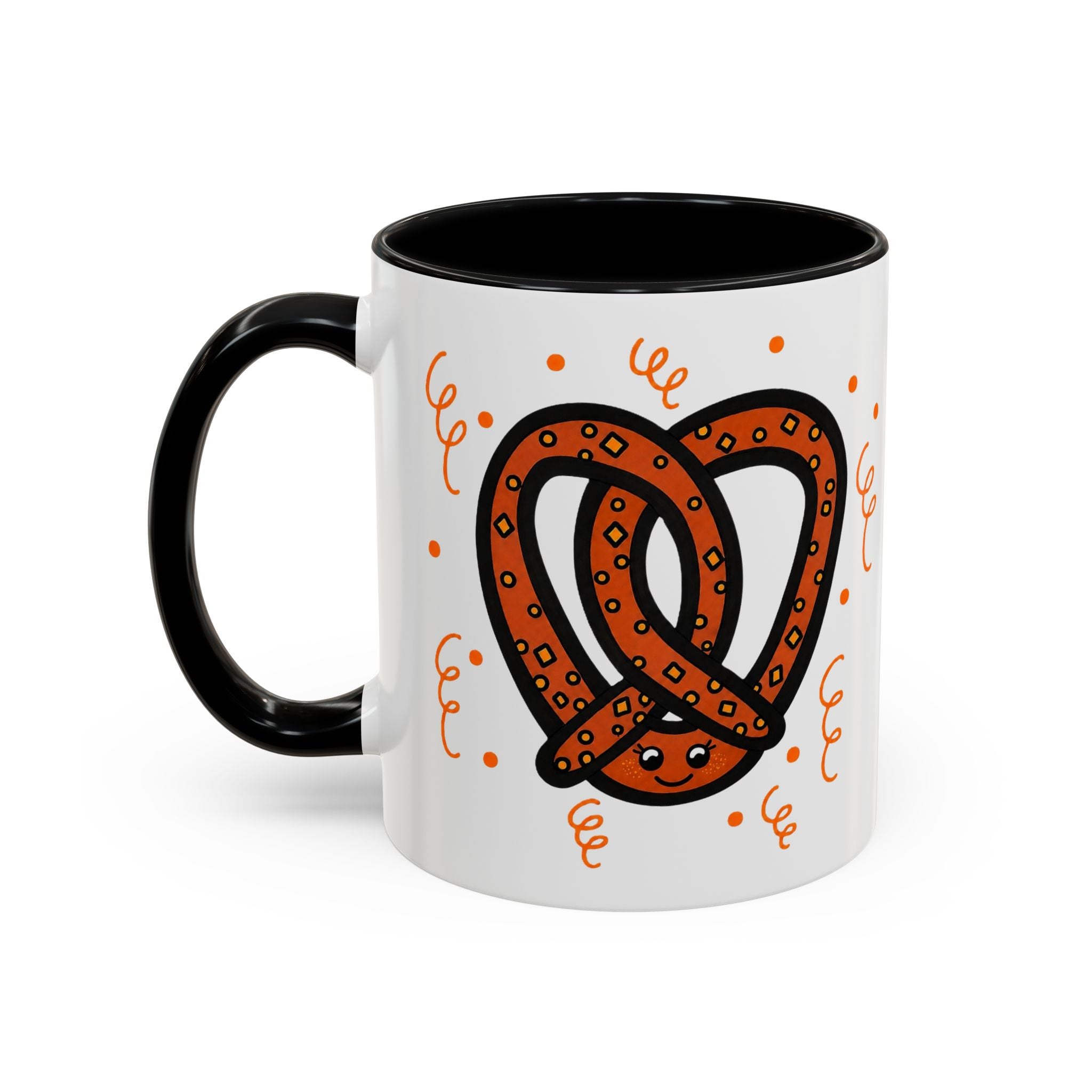 Hand-Drawn Orange Pattern Pretzel mug | Accent Coffee Mug 11oz 15oz
