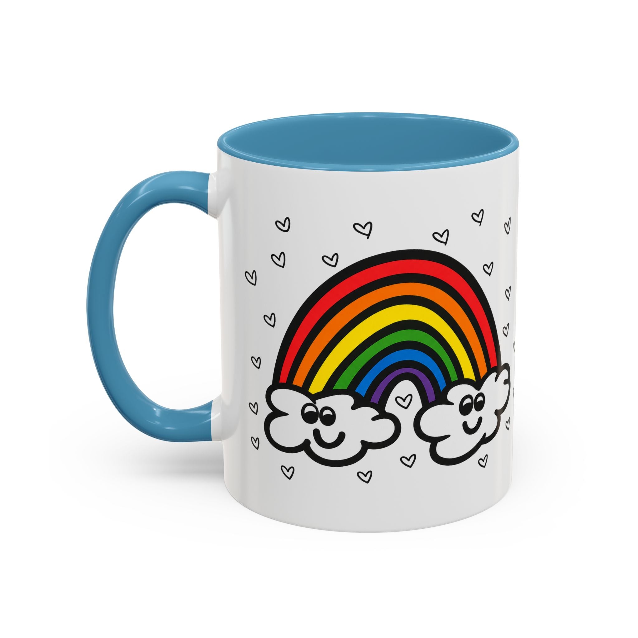 Hand-Drawn Smiling Rainbow Clouds mug | Accent Coffee Mug 11oz or 15oz