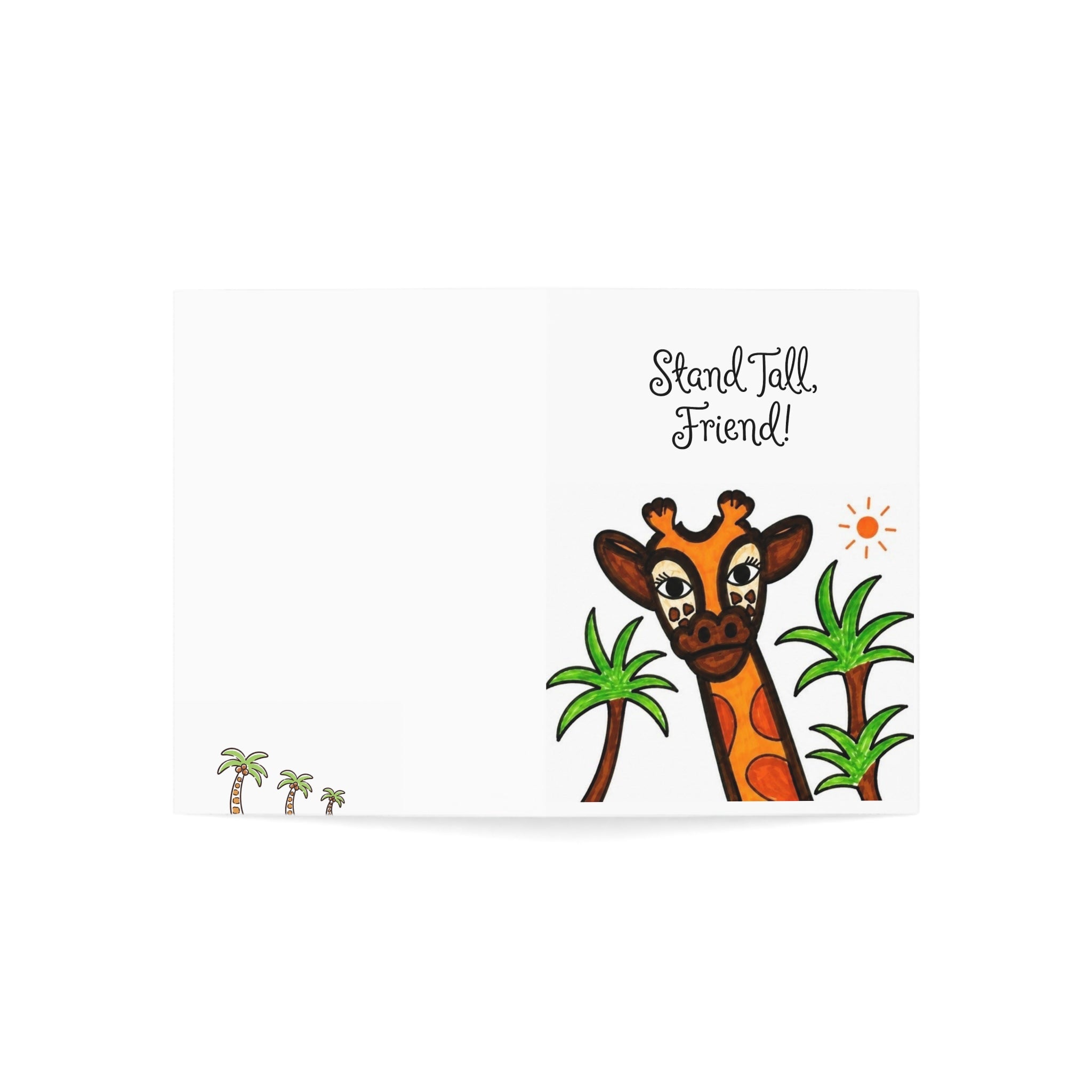 Cute Giraffe Greeting Card, Hand Drawn Safari Card, Whimsical Animal Card, Jungle Animal Card for Friend