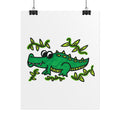 Hand-Drawn Cartoon Alligator Rolled Poster | Cute Green Crocodile Wall Art