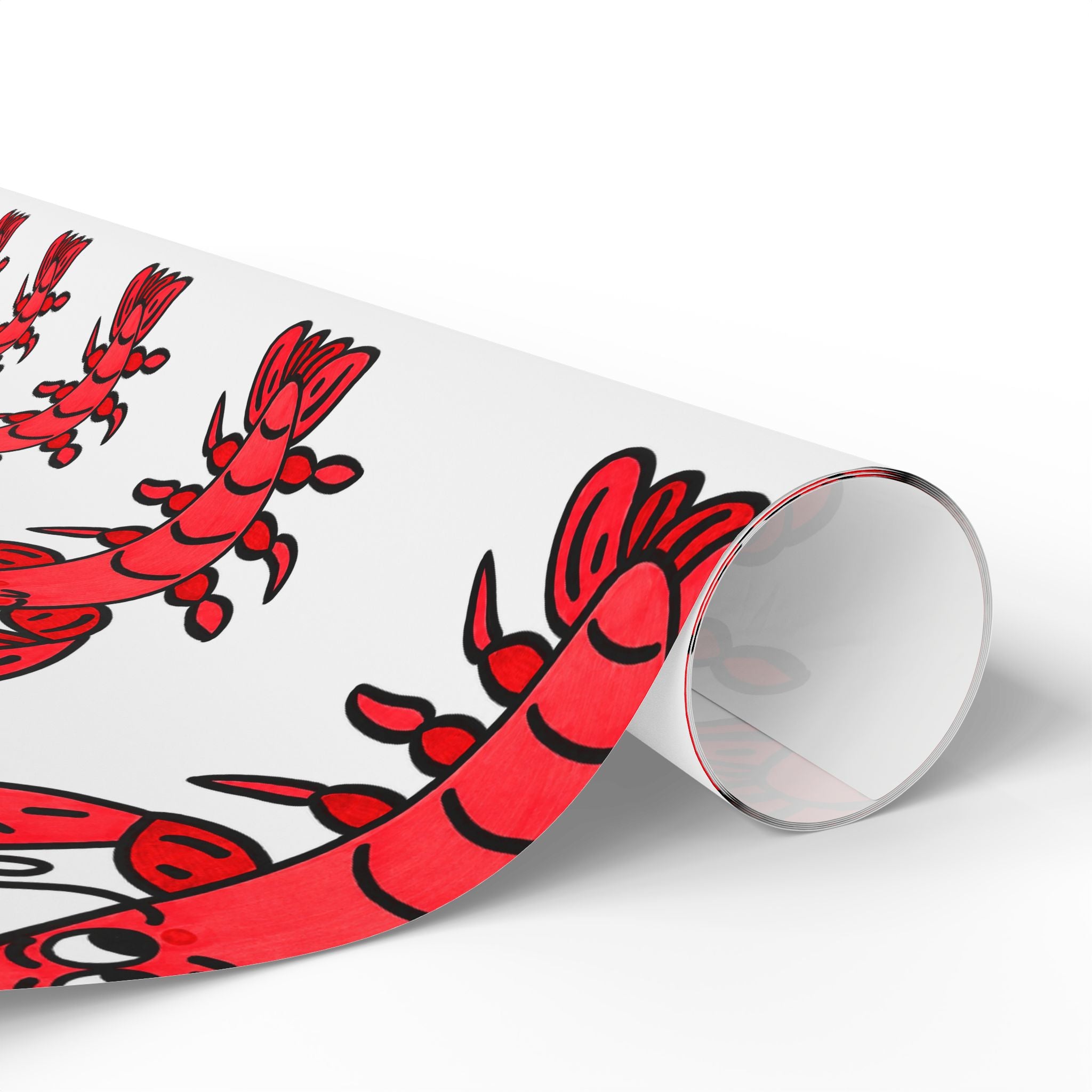 Hand-Drawn Red Lobster Repeat Pattern Wrapping Paper | Seafood Themed Gift Wrap