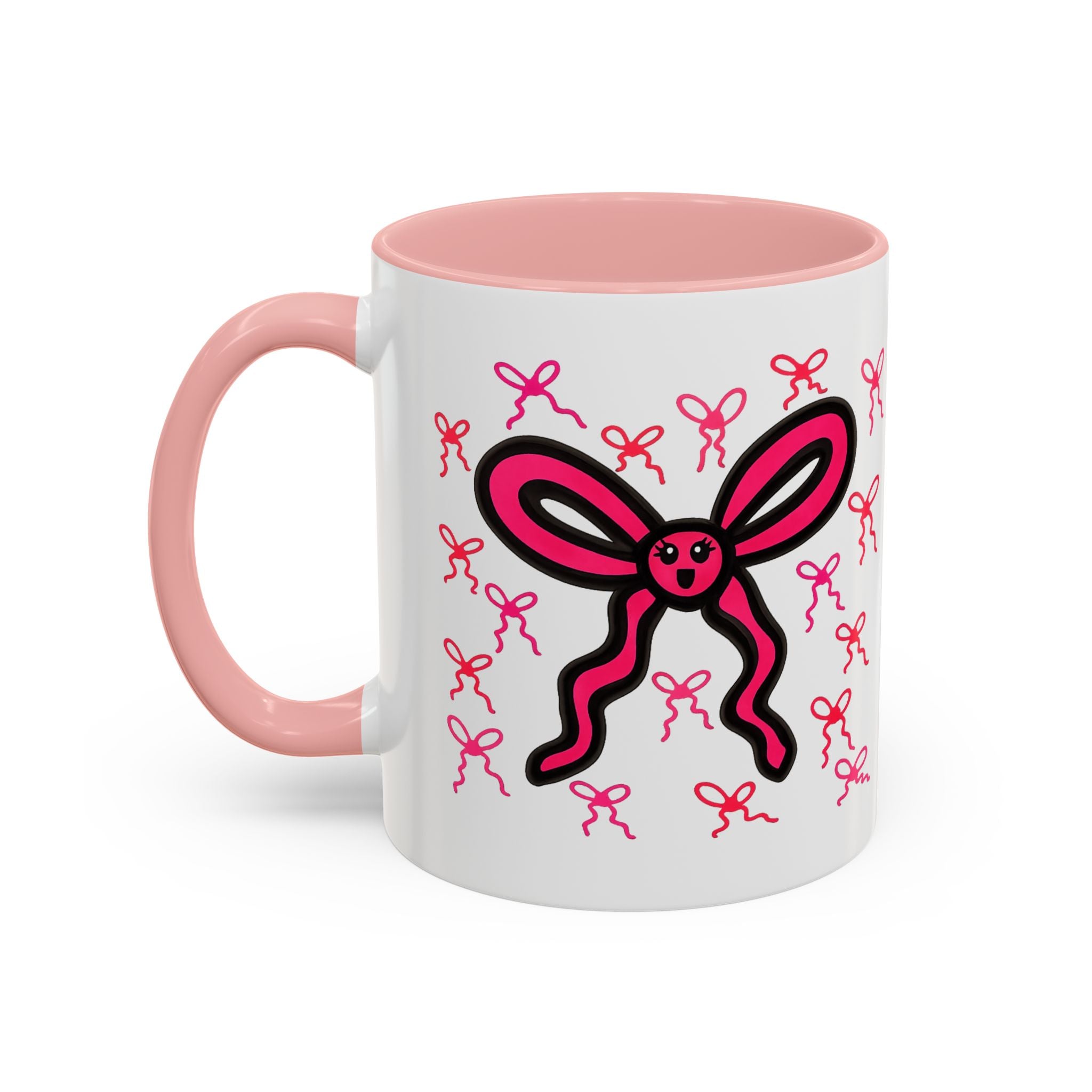 Hand-Drawn Pink Bow Bunny Mug | Accent Coffee Mug