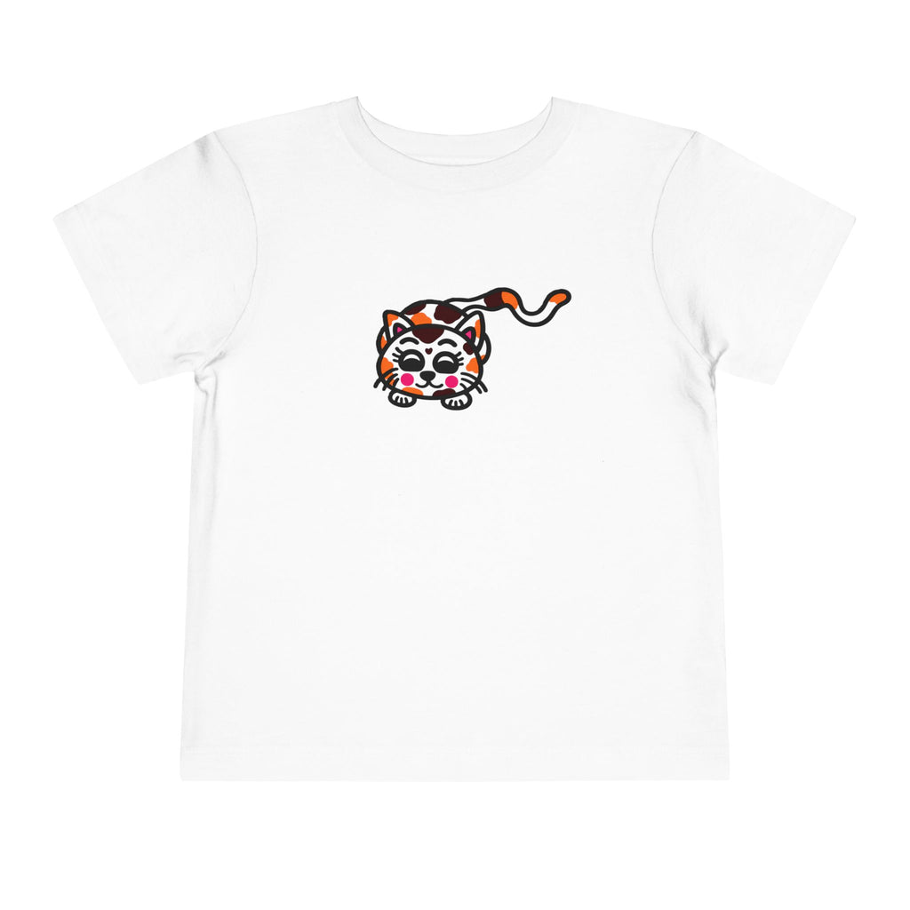 Hand-Drawn Cute Calico Kitten Toddler Tee | Playful Cat Illustration