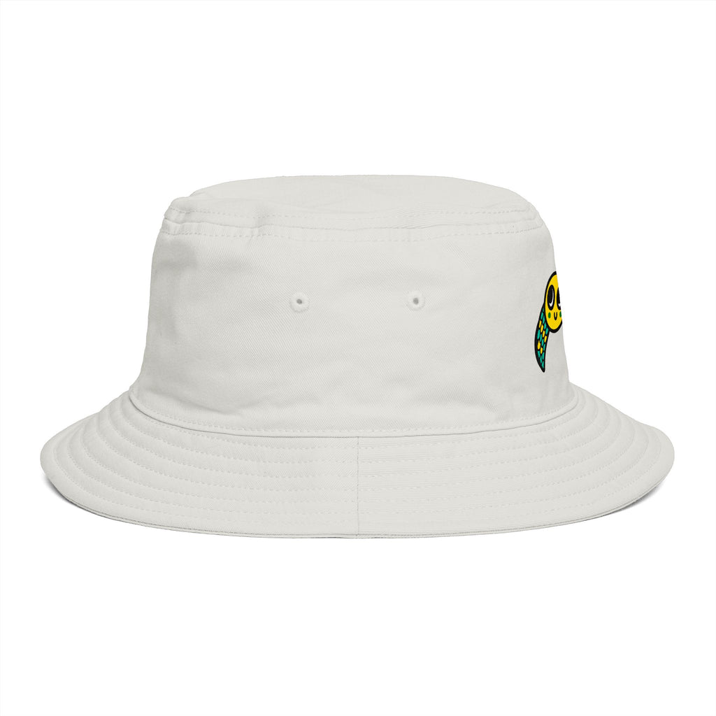 Hand-Drawn Cute Sea Turtle Bucket Hat | Cartoon Turtle, Teal & Yellow