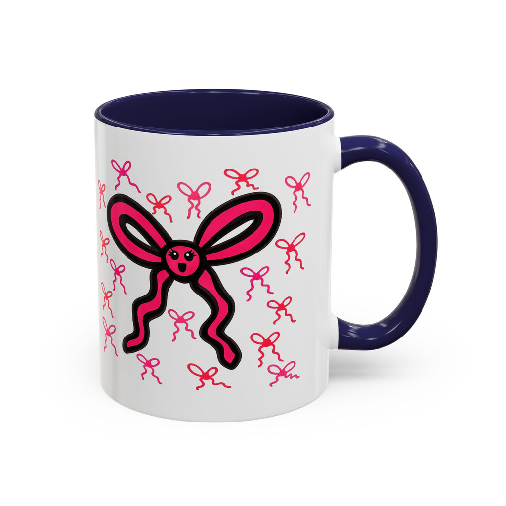 Hand-Drawn Pink Bow Bunny Mug | Accent Coffee Mug