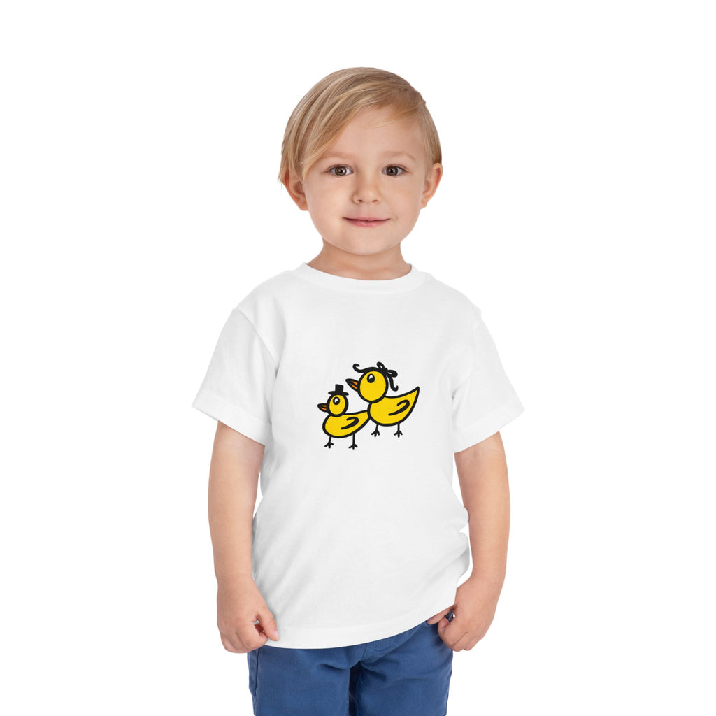 Hand-Drawn Yellow Duck Family toddler tee | Cute ducklings' graphic shirt