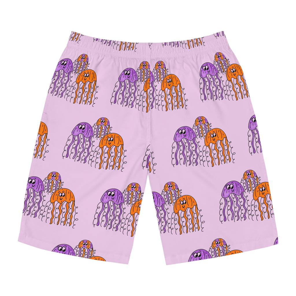 Hand-Drawn Jellyfish Pattern Board Shorts | All-Over Print