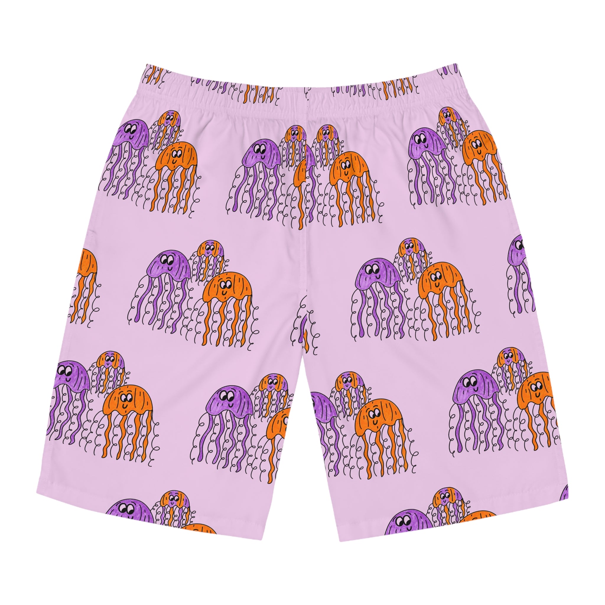 Hand-Drawn Jellyfish Pattern Board Shorts | All-Over Print