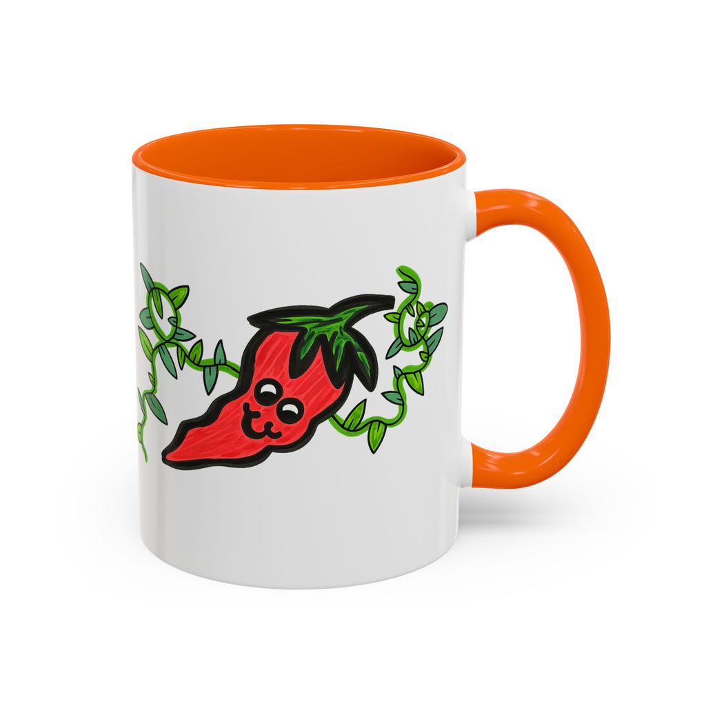 Hand-Drawn Cute Chili Pepper Vine Coffee Mug | Hot Veggie Accent Mug