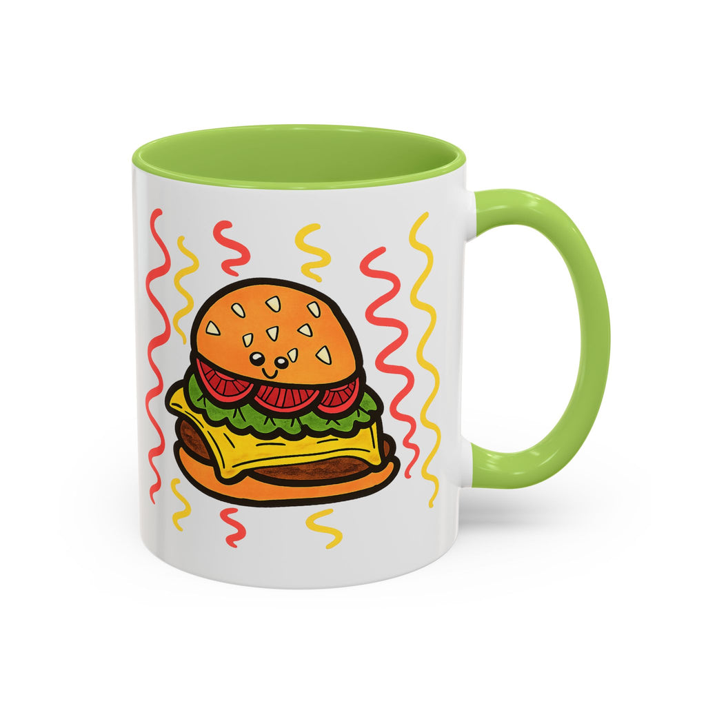 Hand-Drawn Cute Cheeseburger Cartoon Mug | Accent Coffee Mug 11oz 15oz