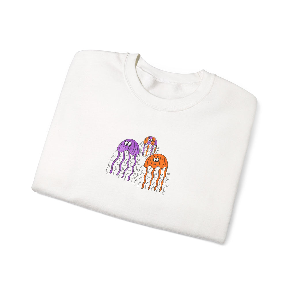 Hand-Drawn Colorful Jellyfish trio sweatshirt | Cute ocean sea creatures crewneck