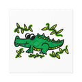 Hand-Drawn Cute Cartoon Alligator Square Sticker | Indoor Outdoor Waterproof Vinyl