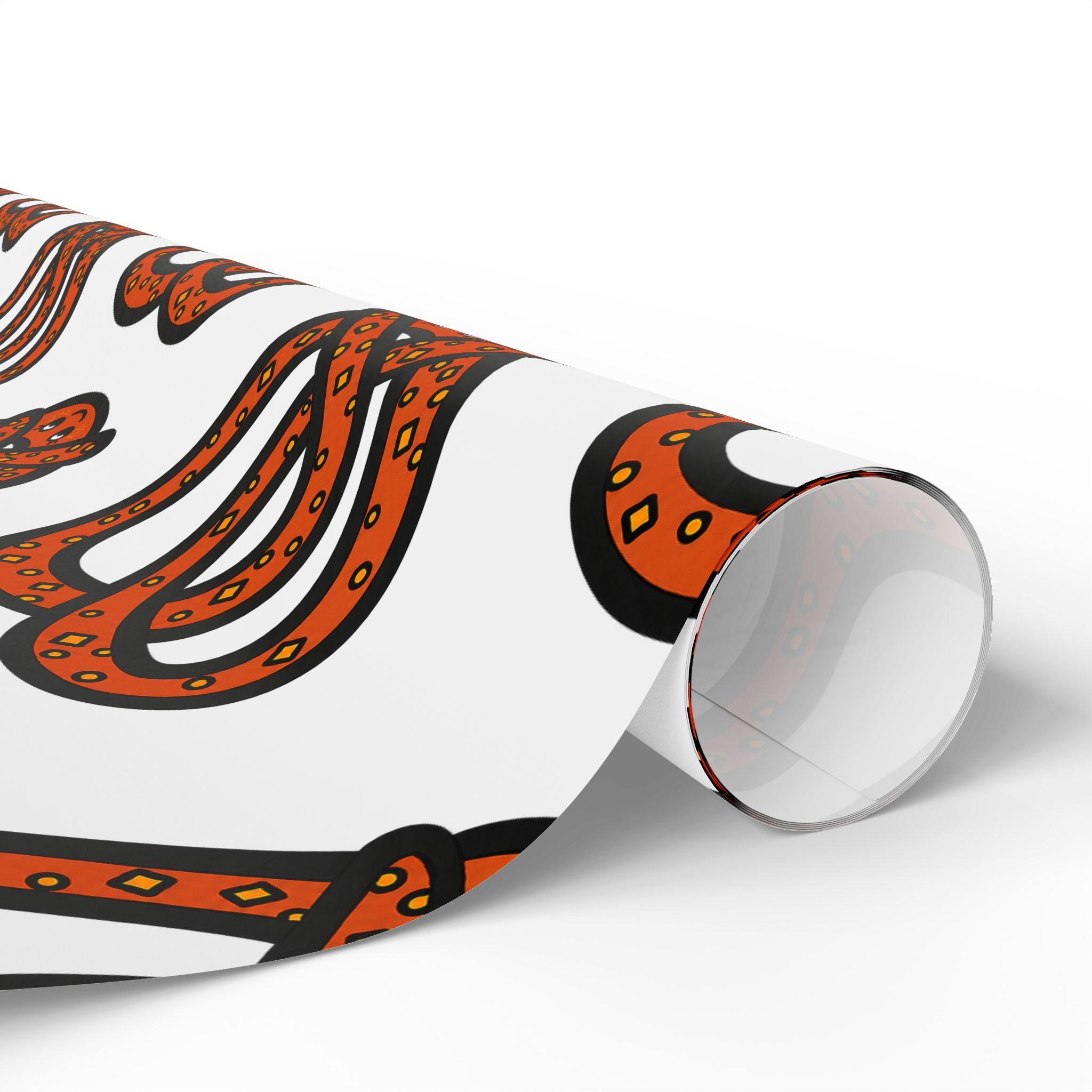 Hand-Drawn Orange Pretzel Pattern Wrapping Paper | Food Pattern Gift Wrap
