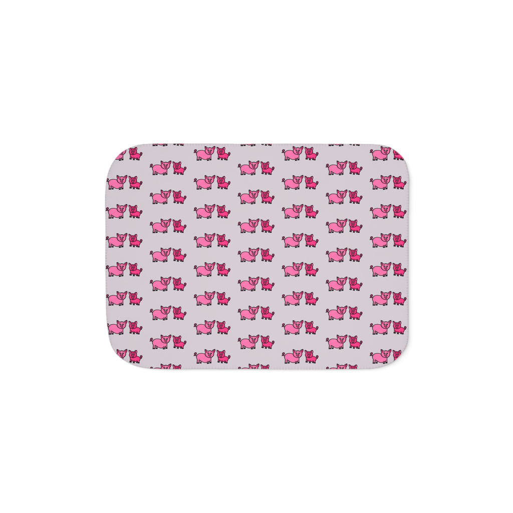 Hand-Drawn Pink Pig Duo Pattern Sherpa Blanket | Cute Repeating Farm Animal Design