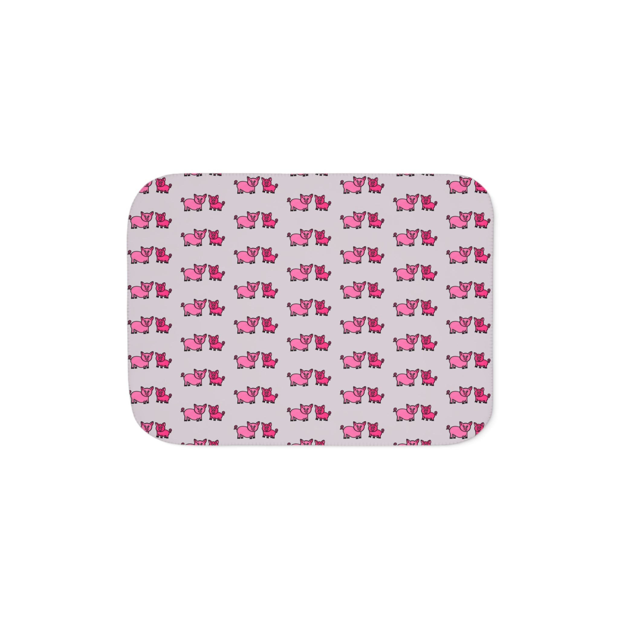 Hand-Drawn Pink Pig Duo Pattern Sherpa Blanket | Cute Repeating Farm Animal Design