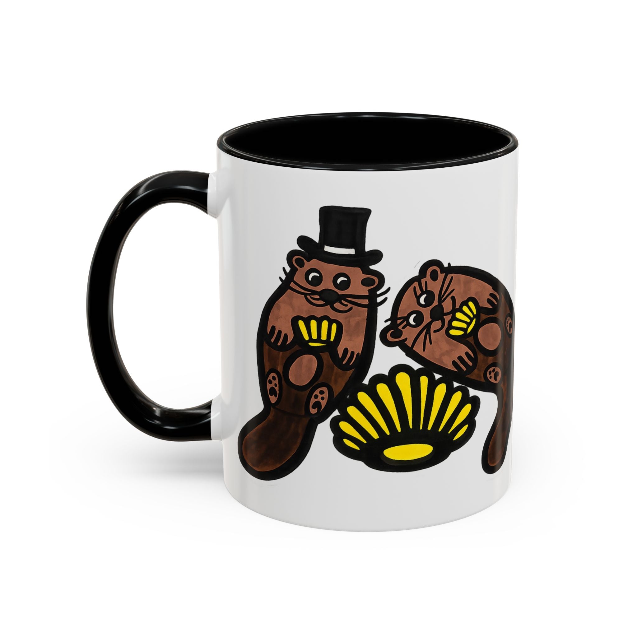 Otter with Top Hat and Shell Mug | Accent Coffee Cup